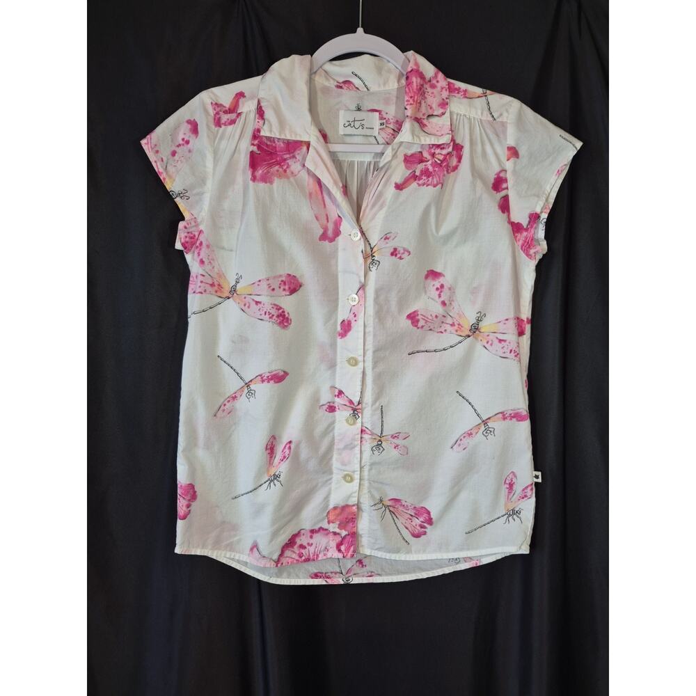 The Cat's Pajamas Cotton Pink Dragonflies Print Pajama Set XS - Picture 3 of 14